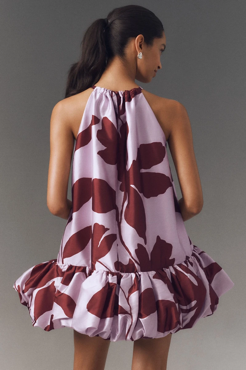 BHLDN Phoebe High-Neck Ruffle-Hem Swing Mini Dress