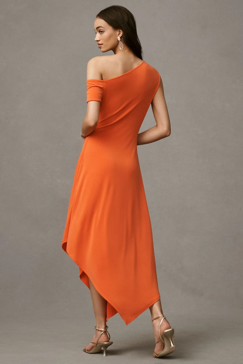 BHLDN One-Shoulder Asymmetric Jersey Midi Dress