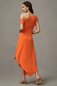 BHLDN One-Shoulder Asymmetric Jersey Midi Dress