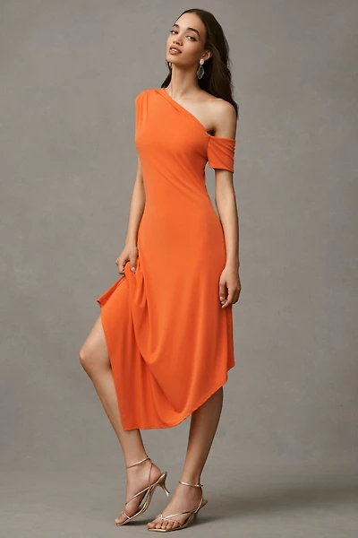 BHLDN One-Shoulder Asymmetric Jersey Midi Dress