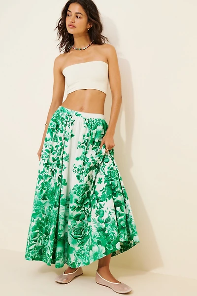 Maeve The Jacie Poplin Printed Midi Skirt