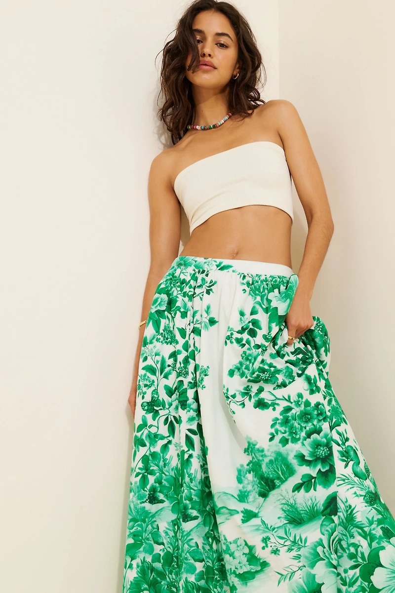 Maeve The Jacie Poplin Printed Midi Skirt