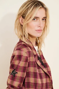 Avec Les Filles Plaid Pin Blazer Jacket