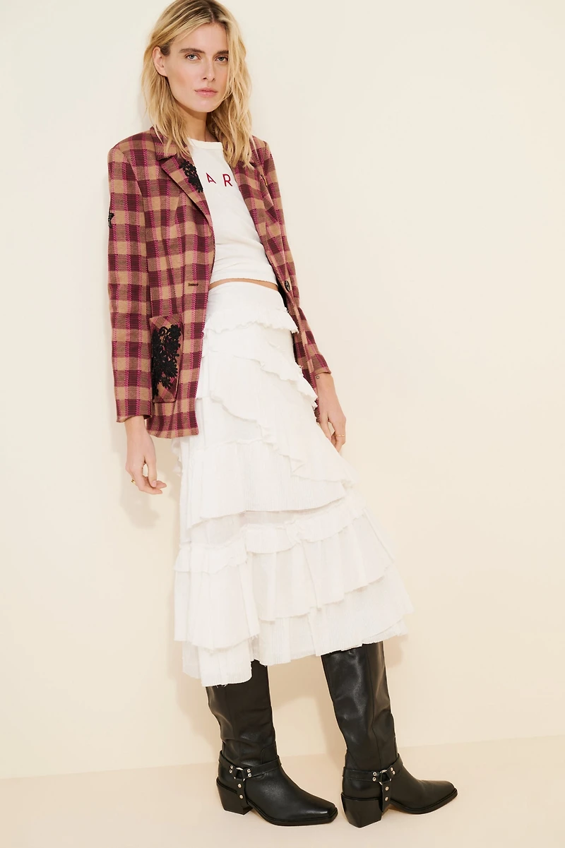 Avec Les Filles Plaid Pin Blazer Jacket