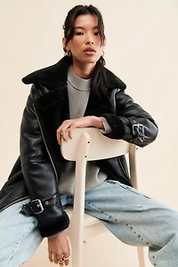 Avec Les Filles Vegan Leather Moto Jacket