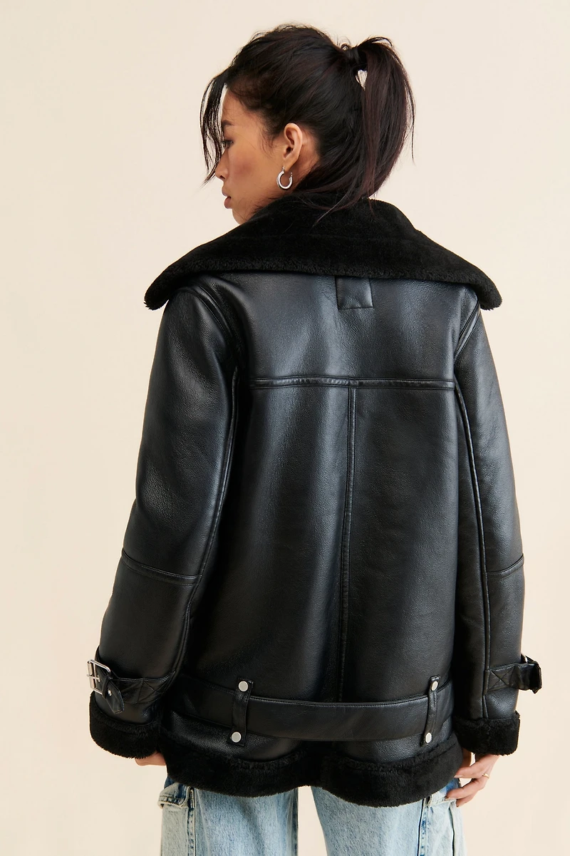 Avec Les Filles Vegan Leather Moto Jacket