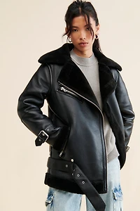 Avec Les Filles Vegan Leather Moto Jacket