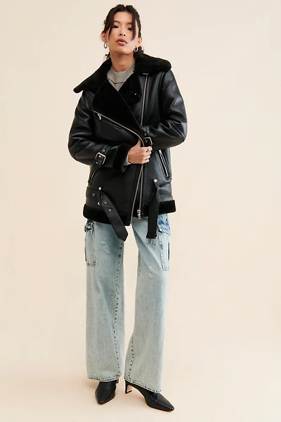 Avec Les Filles Vegan Leather Moto Jacket