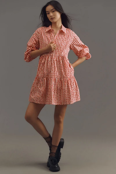 Maeve The Bettina Tiered Mini Shirt Dress