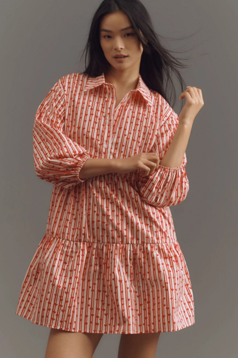 Maeve The Bettina Tiered Mini Shirt Dress