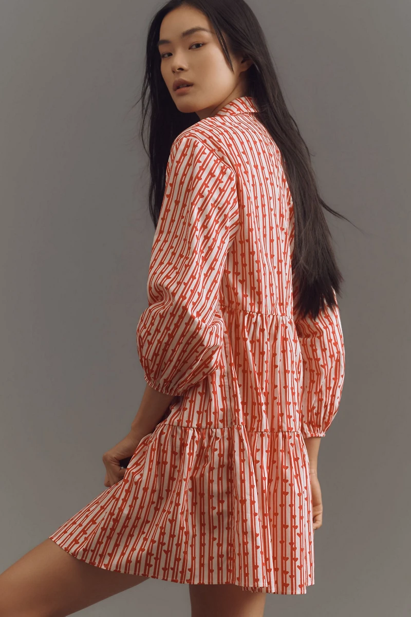 Maeve The Bettina Tiered Mini Shirt Dress