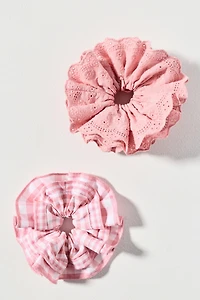 By Anthropologie Eyelet & Gingham Scrunchies, Set of 2