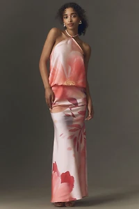 BHLDN Floral Haltern-Neck Maxi Dress
