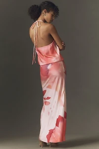 BHLDN Floral Haltern-Neck Maxi Dress