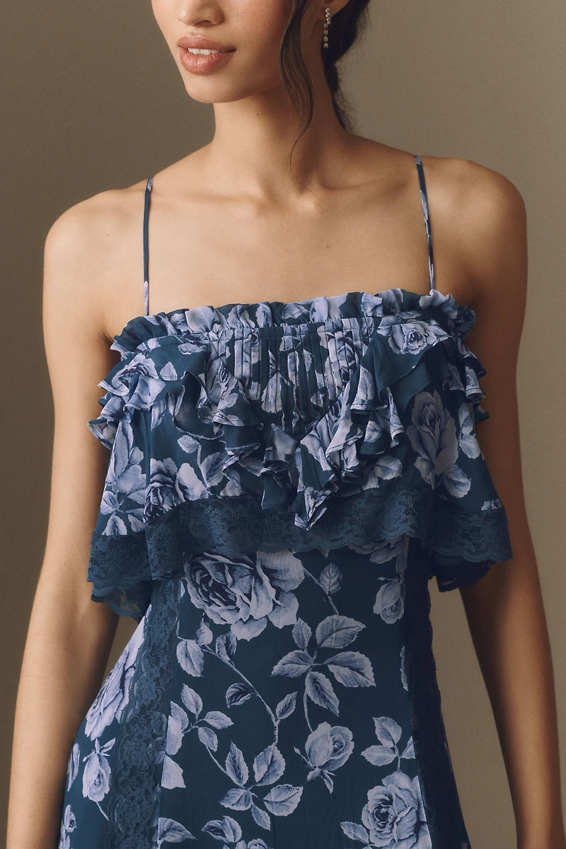 BHLDN Ruffle Lace-Trim Maxi Dress