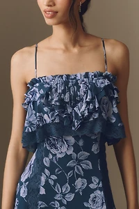 BHLDN Ruffle Lace-Trim Maxi Dress