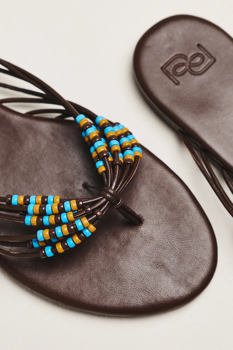 Reformation Jessica Beaded Flip-Flop Sandals