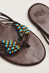Reformation Jessica Beaded Flip-Flop Sandals
