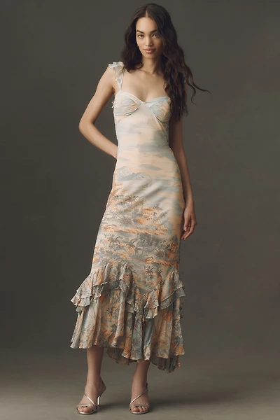 BHLDN Chiffon Ruffle Maxi Dress