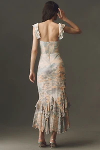 BHLDN Chiffon Ruffle Maxi Dress