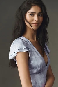 BHLDN Jacquard Ruffle Midi Dress