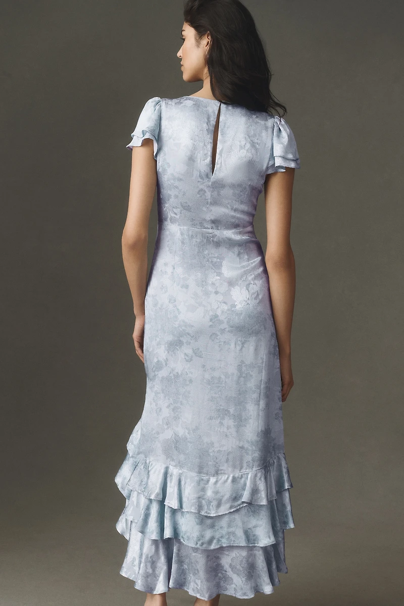 BHLDN Jacquard Ruffle Midi Dress