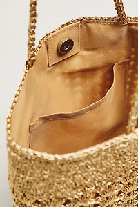 Woven Metallic Slouchy Tote Bag