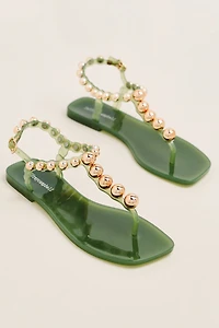 Jeffrey Campbell Plated T Strap Thong Sandals
