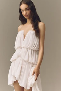 Ronny Kobo High-Low Tiered Mini Dress