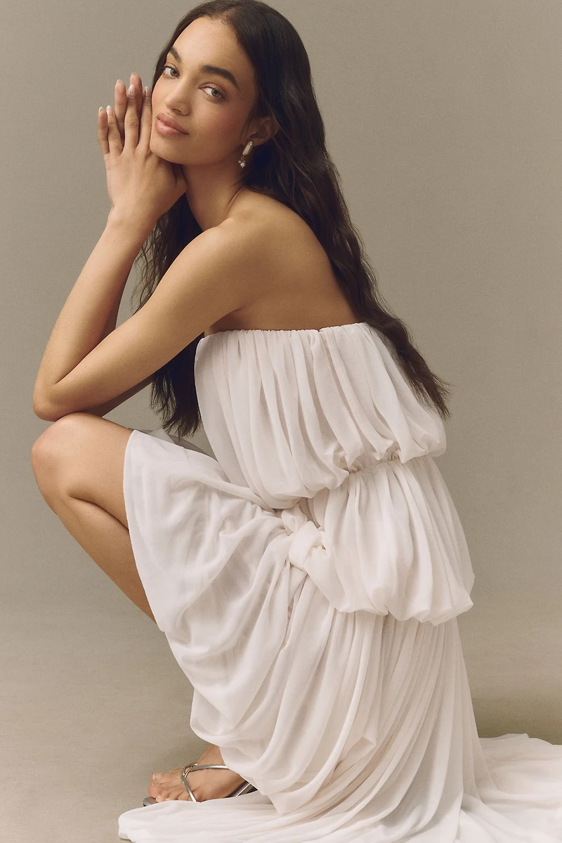 Ronny Kobo High-Low Tiered Mini Dress