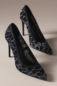 Black Suede Studio Gia Lace Pumps