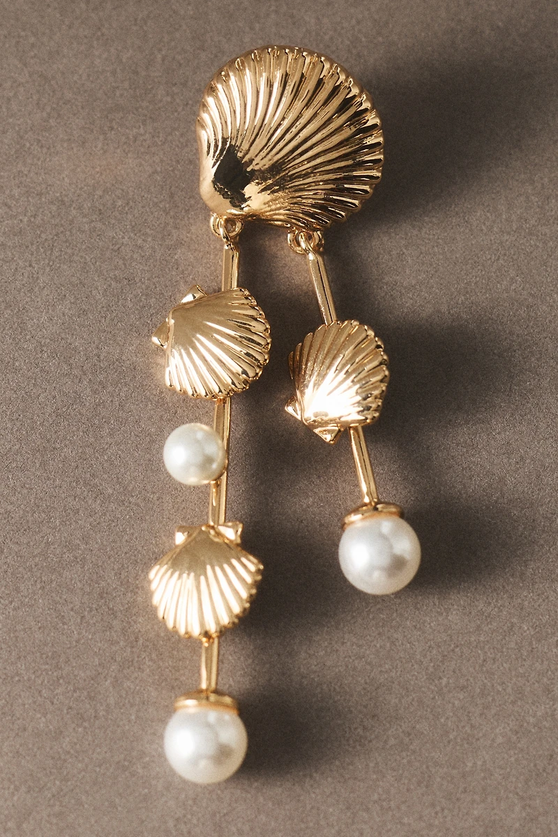 By Anthropologie Shell and Pearl Drop Earrings