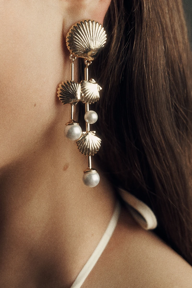 By Anthropologie Shell and Pearl Drop Earrings