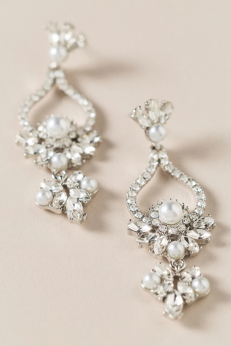 By Anthropologie Pearl and Crystal Chandelier Drop Earrings