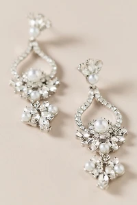By Anthropologie Pearl and Crystal Chandelier Drop Earrings