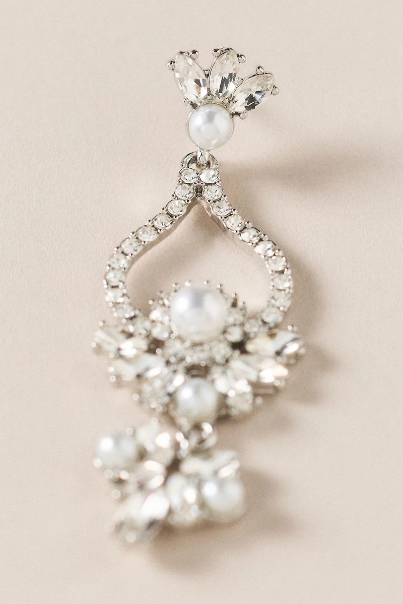 By Anthropologie Pearl and Crystal Chandelier Drop Earrings