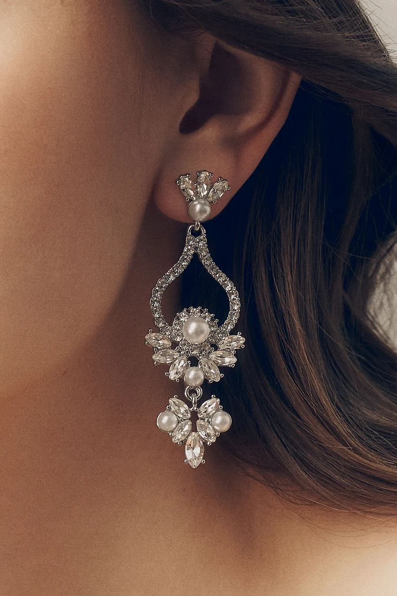 By Anthropologie Pearl and Crystal Chandelier Drop Earrings