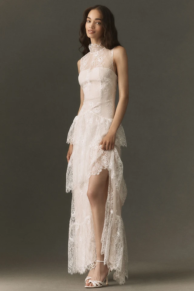 kallie lace tiered maxi dress Altar'd State Kallie Lace Tiered Maxi Dress