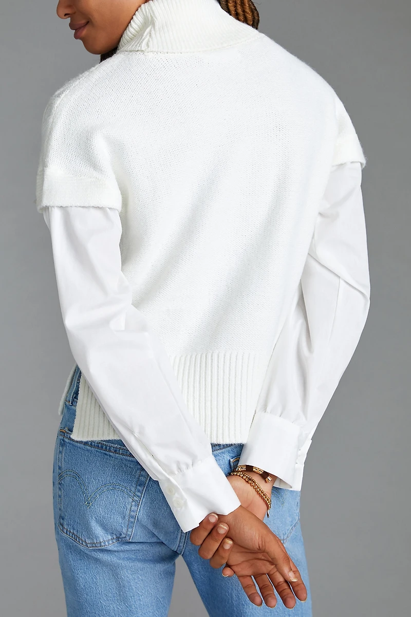 Design History Layered Cable-Knit Sweater Tee
