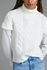 Design History Layered Cable-Knit Sweater Tee