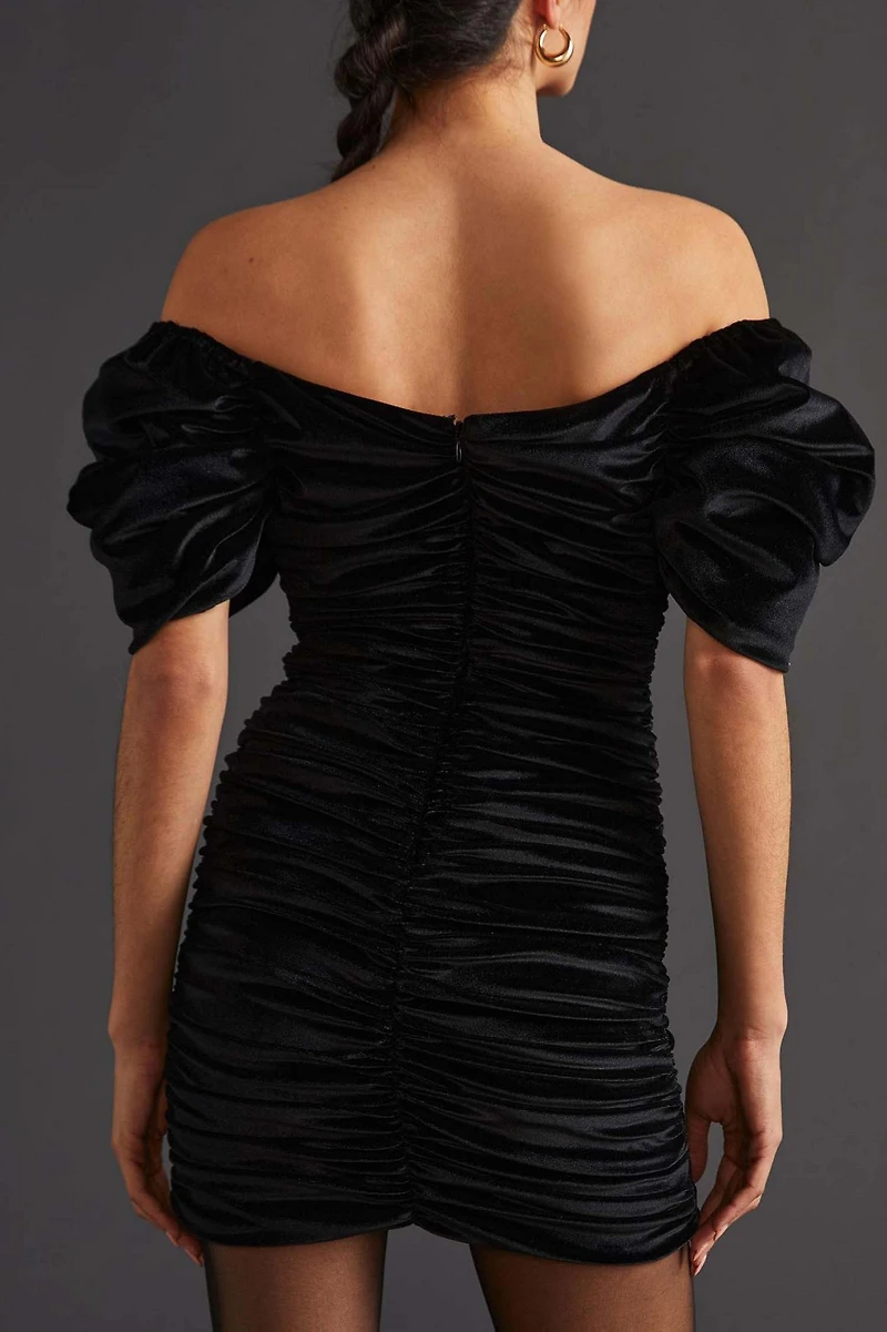 Hutch Ruched Puff-Sleeved Mini Dress