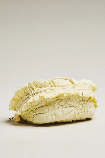 By Anthropologie Dahlia Quilted Ruffle-Trim Cosmetic Pouch