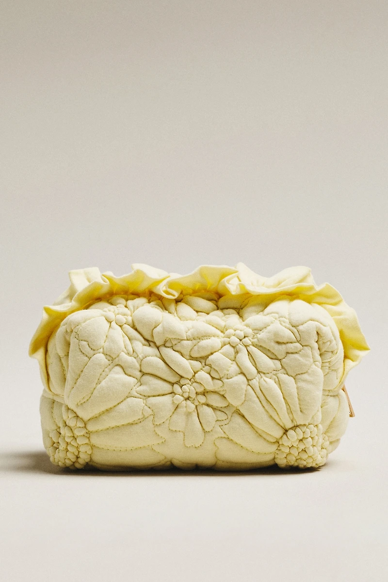 By Anthropologie Dahlia Quilted Cotton Travel Cosmetic Pouch