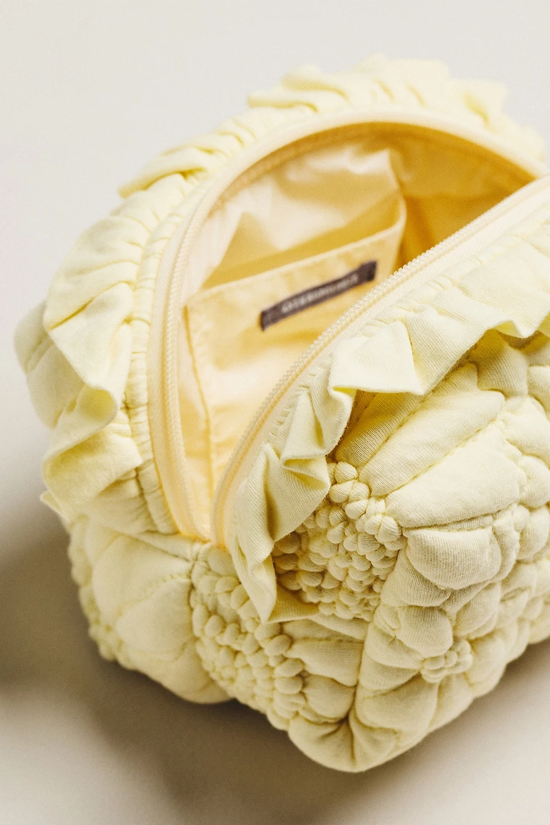 By Anthropologie Dahlia Quilted Cotton Travel Cosmetic Pouch