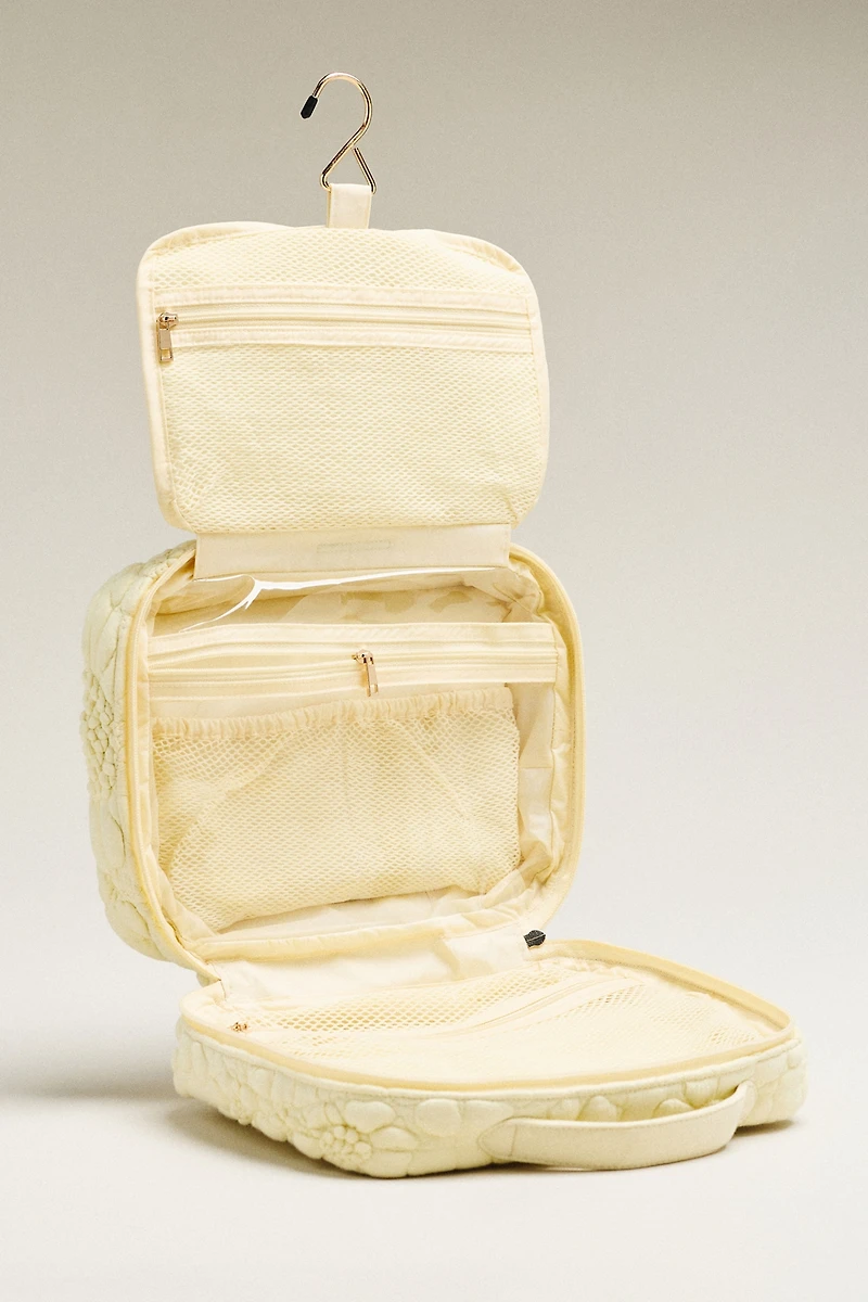 By Anthropologie Quilted Floral Hanging Cosmetic Bag