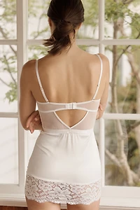 Kilo Brava Satin Lace-Trim Bustier Mini Dress