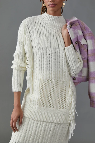 Line + Dot Fringed Tunic Sweater