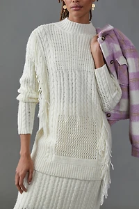 Line + Dot Fringed Tunic Sweater