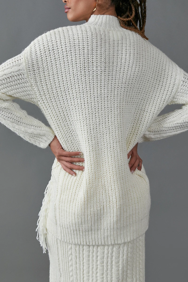 Line + Dot Fringed Tunic Sweater
