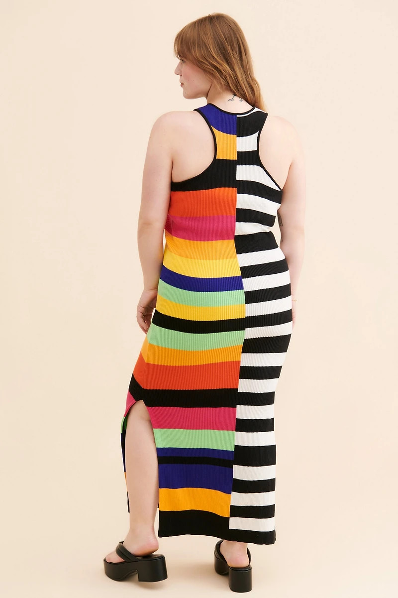 Eloquii Mixed Stripe Ribbed Dress